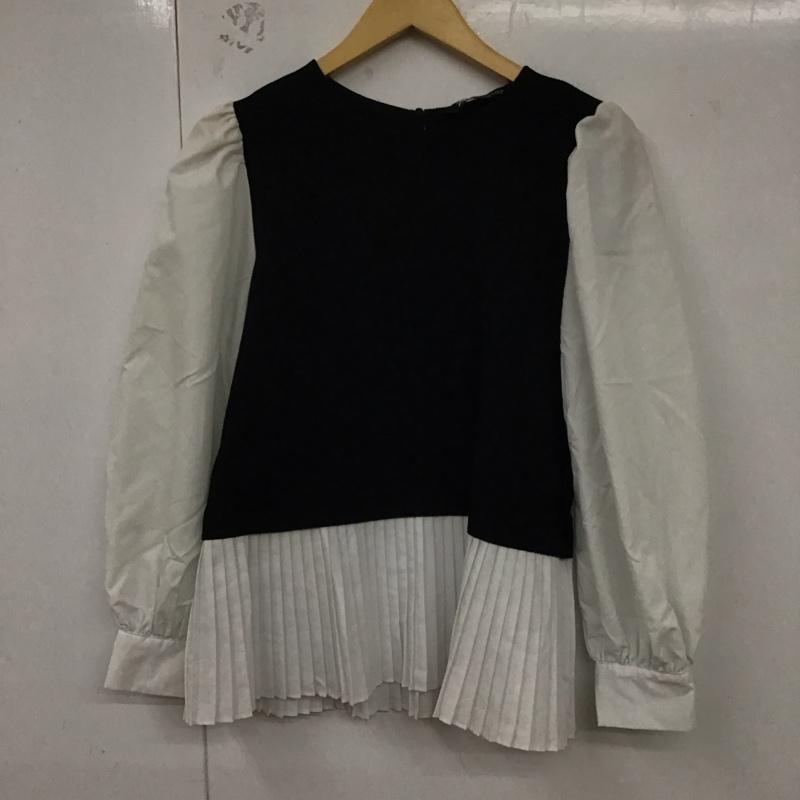 ザラ ZARA カットソー 長袖 S 無地 白 / ホワイト / X 黒 / ブラック / レディース USED 古着 中古 10129659