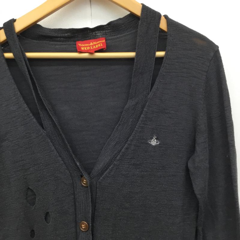 ヴィヴィアン ウエストウッド レッドレーベル Vivienne Westwood red label カーディガン 長袖 2 ロゴ、文字 チャコールグレー / チャコールグレー / レディース USED 古着 中古 10137587