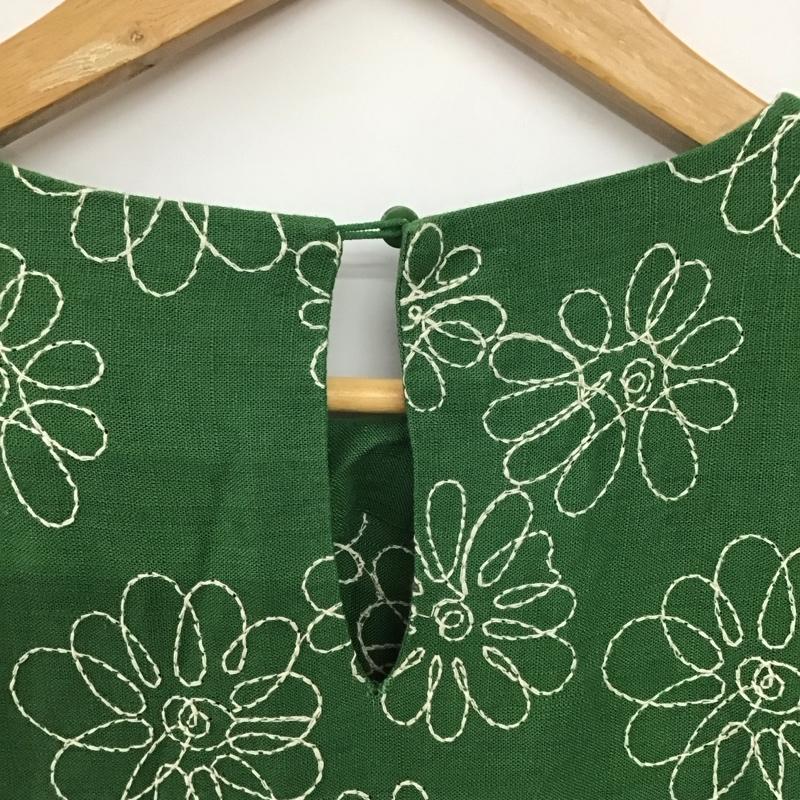 ザラ ZARA ワンピース ロングスカート 長袖ワンピース ロングワンピース フレアスカート XL 刺繍 緑 / グリーン / レディース USED 古着 中古 10135448