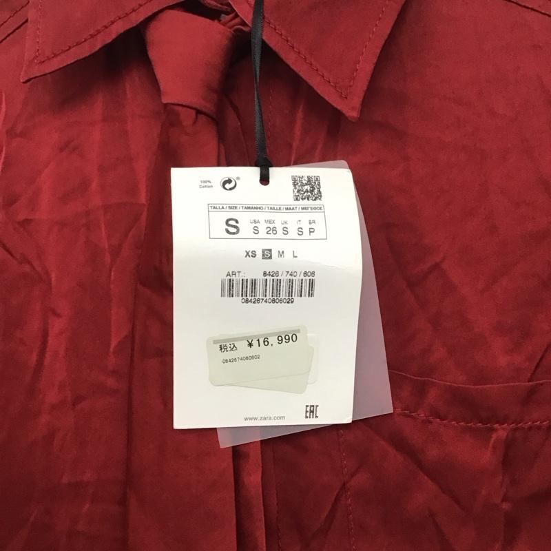 ザラ ZARA ワンピース ロングスカート 8426 740 606 タイ付き 長袖 S 無地 赤 / レッド / レディース USED 古着 中古 10138646