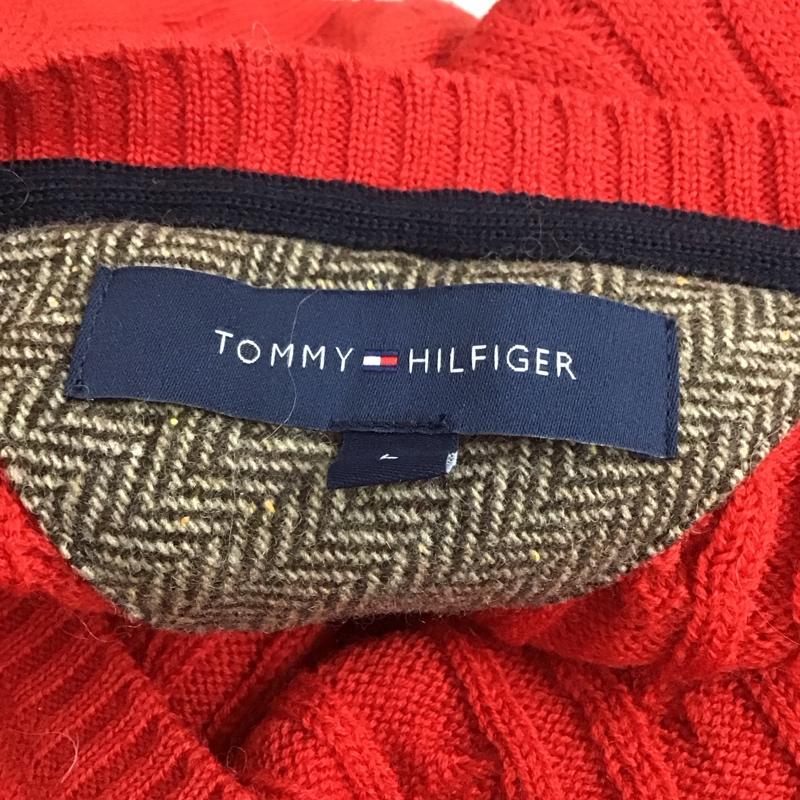 トミーヒルフィガー TOMMY HILFIGER ニット、セーター 長袖 長袖ニットカットソー ニット セーター クルーネックニット L 赤 / レッド / メンズ USED 古着 中古 10112834