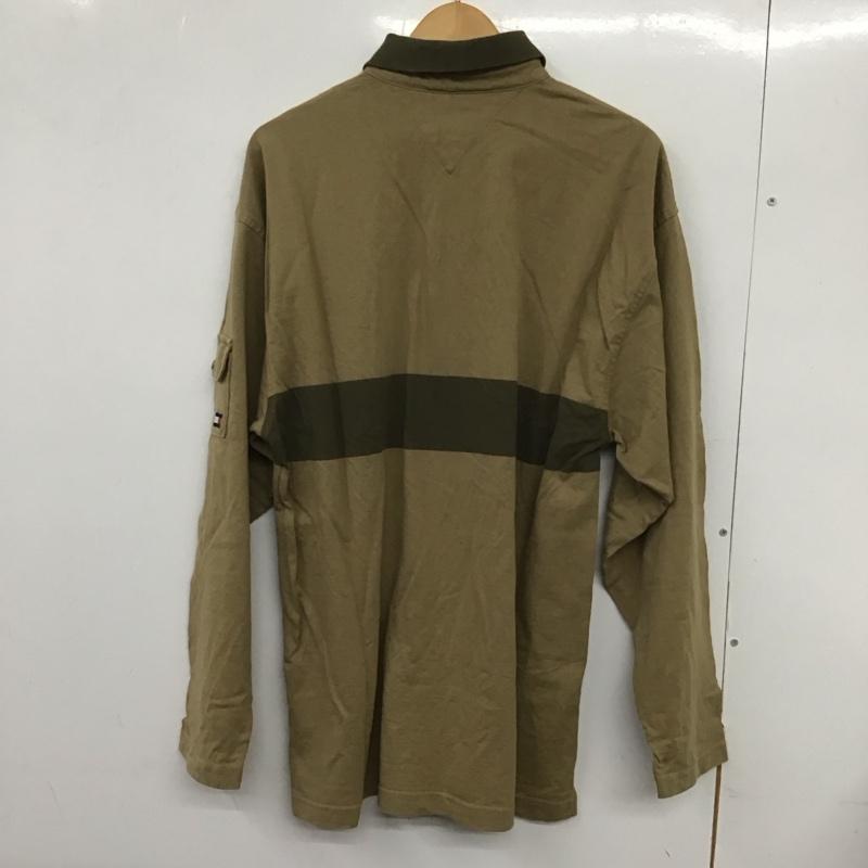 トミーヒルフィガー TOMMY HILFIGER ポロシャツ 長袖 長袖ポロシャツ 長袖カットソー カラーシャツ 90s L 無地 ベージュ / ベージュ / メンズ USED 古着 中古 10132310