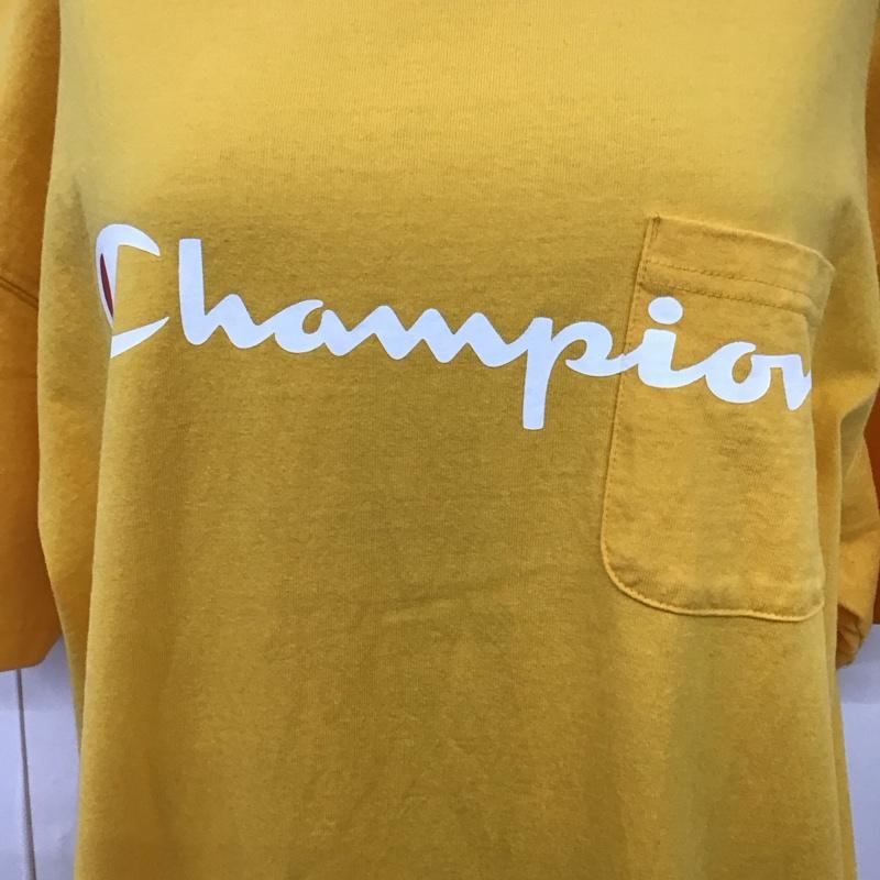 チャンピオン Champion ワンピース ひざ丈スカート CWSP30C Tシャツワンピース カットソー FREE ロゴ、文字 黄 / イエロー / レディース USED 古着 中古 10120240