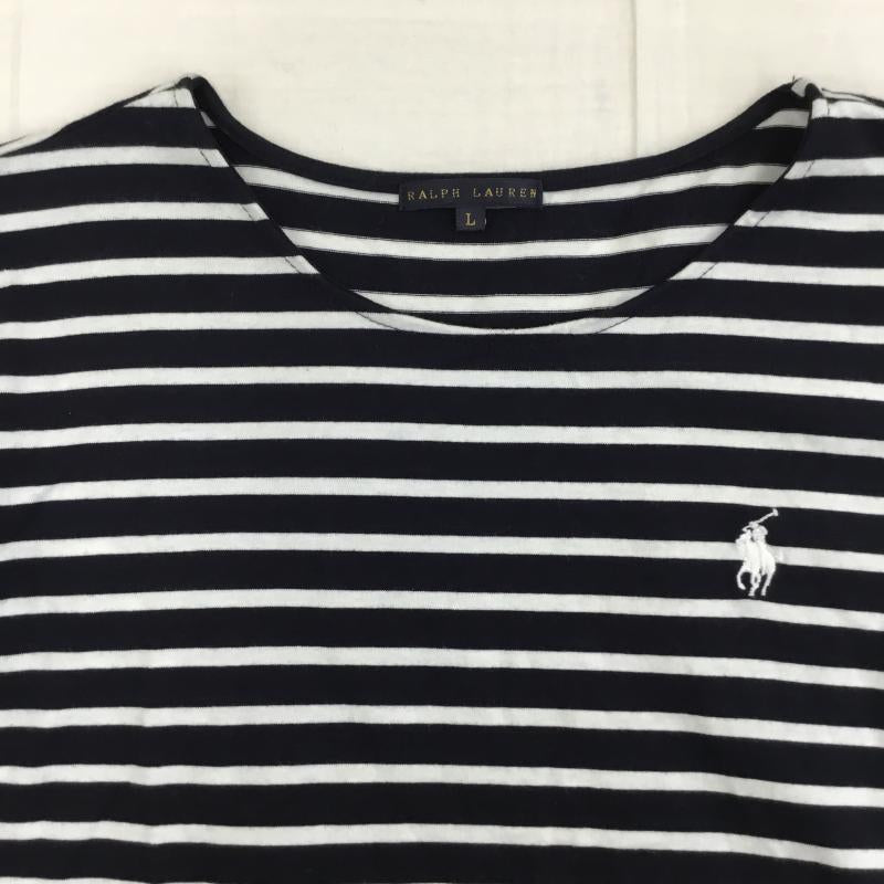 ラルフローレン RALPHLAUREN Tシャツ 半袖 L ボーダー柄 白 / ホワイト / X 紺 / ネイビー / レディース USED 古着 中古 10139204