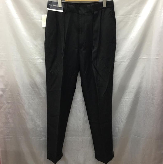 ポロラルフローレン POLO RALPH LAUREN パンツ スラックス スラックスパンツ ワイドパンツ カジュアルパンツ センタータックパンツ 32インチ 無地 黒 / ブラック /  メンズ USED 古着 中古 10121082