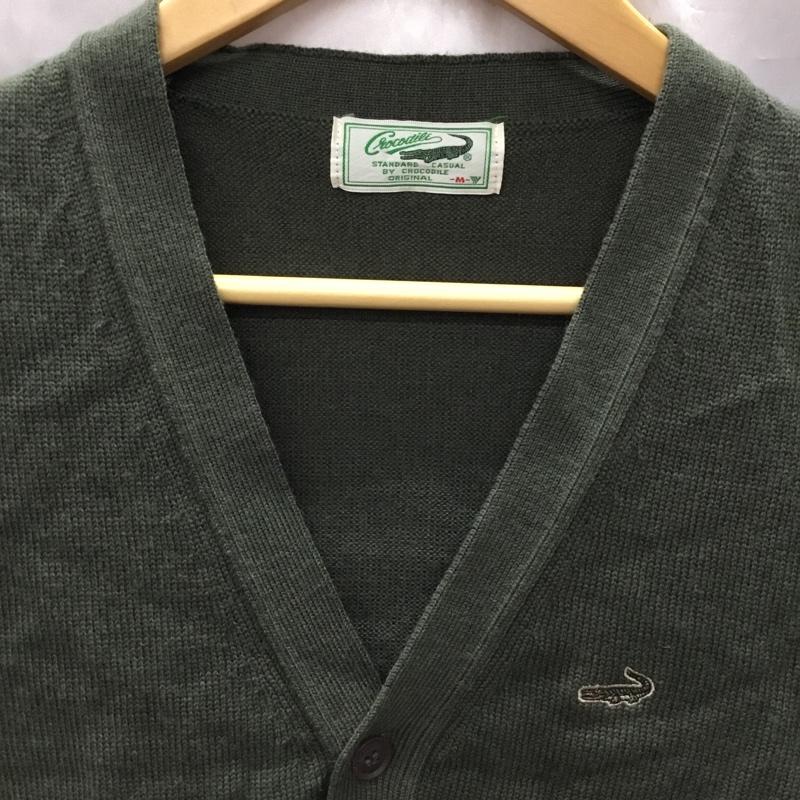 クロコダイル CROCODILE ベスト ベスト 1603-09583 ニットベスト Vネック ワニ M ワンポイント カーキ / カーキ / メンズ USED 古着 中古 10117810