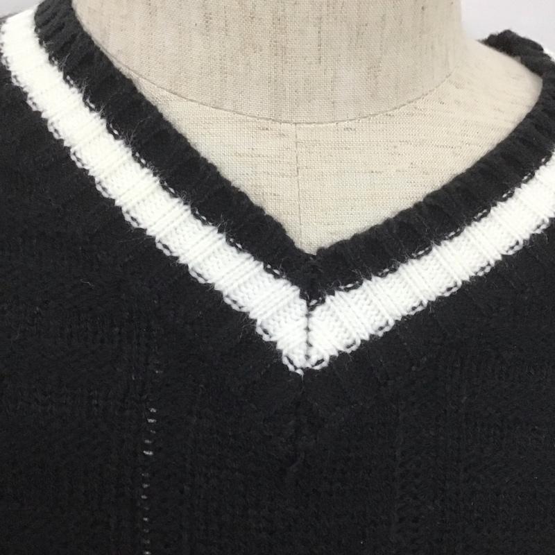 フックバイロックミー Hook By RockME ニット、セーター 長袖 長袖セーター ニットカットソー Vネックニット リブニットカットソー M ロゴ、文字 黒 / ブラック / メンズ USED 古着 中古 10107459