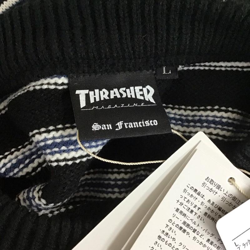 スラッシャー THRASHER ニット、セーター 長袖 長袖ニットカットソー ニット セーター クルーネックニット L ボーダー柄 マルチカラー / マルチカラー / メンズ USED 古着 中古 10113644