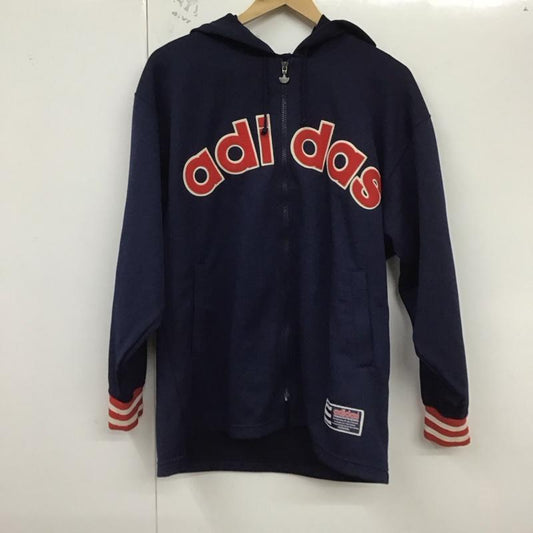 アディダス adidas パーカー 長袖 AMT-606 ジャージ M ロゴ、文字 紺 / ネイビー /  メンズ USED 古着 中古 10128477