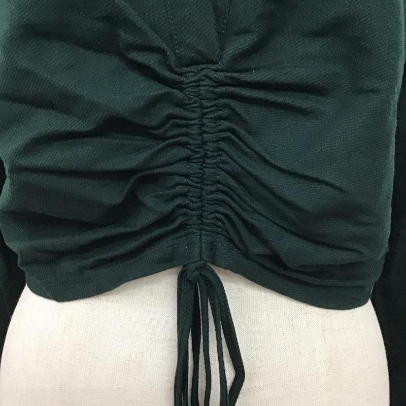 ザラ ZARA カットソー 長袖 長袖カットソー ショート丈 ノーカラーシャツ S 無地 緑 / グリーン /  レディース USED 古着 中古 10109216