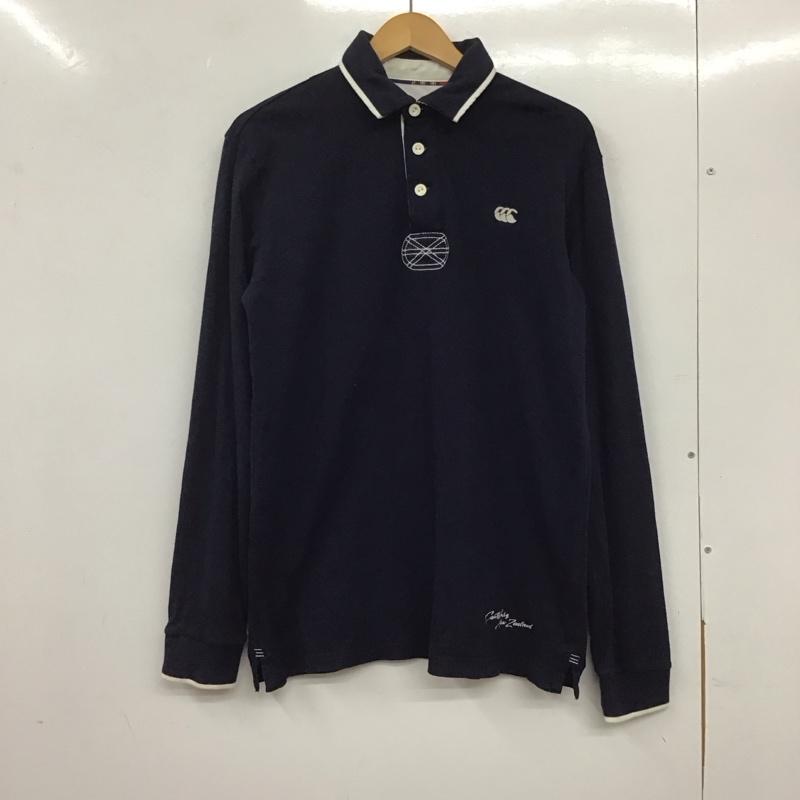 カンタベリーオブニュージーランド CANTERBURY OF NEW ZEALAND ポロシャツ 長袖 長袖ポロシャツ 長袖カットソー カラーシャツ L ロゴ、文字 紺 / ネイビー / メンズ USED 古着 中古 10135498