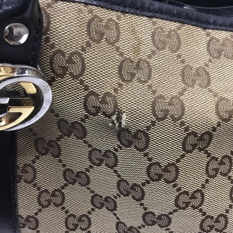 グッチ GUCCI トートバッグ トートバッグ 232957 GGキャンバス GGツインズ 総柄 黒 / ブラック / X ベージュ / ベージュ / レディース USED 古着 中古 10119657