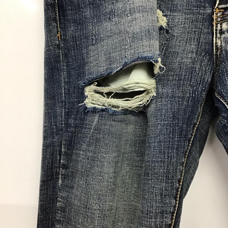 ミニマル mnml パンツ デニム、ジーンズ デニムパンツ スリムパンツ カジュアルパンツ ストレッチパンツ 34 ダメージ加工 インディゴ / インディゴ / メンズ USED 古着 中古 10136572