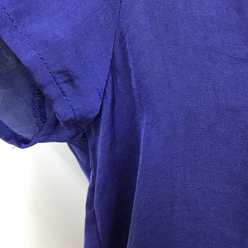 ザラベーシック ZARA BASIC カットソー 半袖 半袖カットソー 無地Tシャツ ジップアップネック S 無地 青 / ブルー / レディース USED 古着 中古 10117673