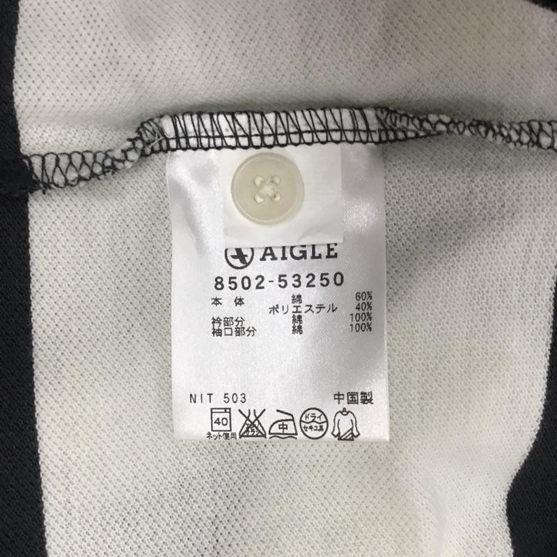 エーグル AIGLE ポロシャツ 半袖 半袖ポロシャツ 半袖カットソー カラーシャツ M ボーダー柄 白 / ホワイト / X 黒 / ブラック /  メンズ USED 古着 中古 10111027