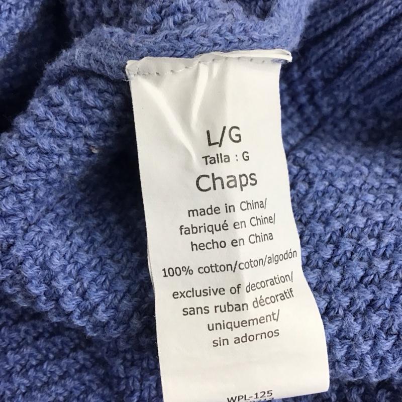 チャップス CHAPS ニット、セーター 長袖 長袖ニットカットソー ニット セーター クルーネックニット L ロゴ、文字 水色 / ライトブルー / メンズ USED 古着 中古 10124600