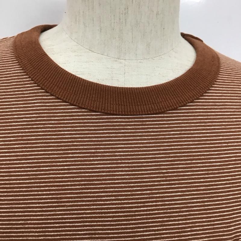 ケボズ KEBOZ カットソー 長袖 kbzfw22ls032 長袖Tシャツ ボーダーカットソー クルーネックカットソー XL ボーダー柄 X ロゴ、文字 茶 / ブラウン / メンズ USED 古着 中古 10106748