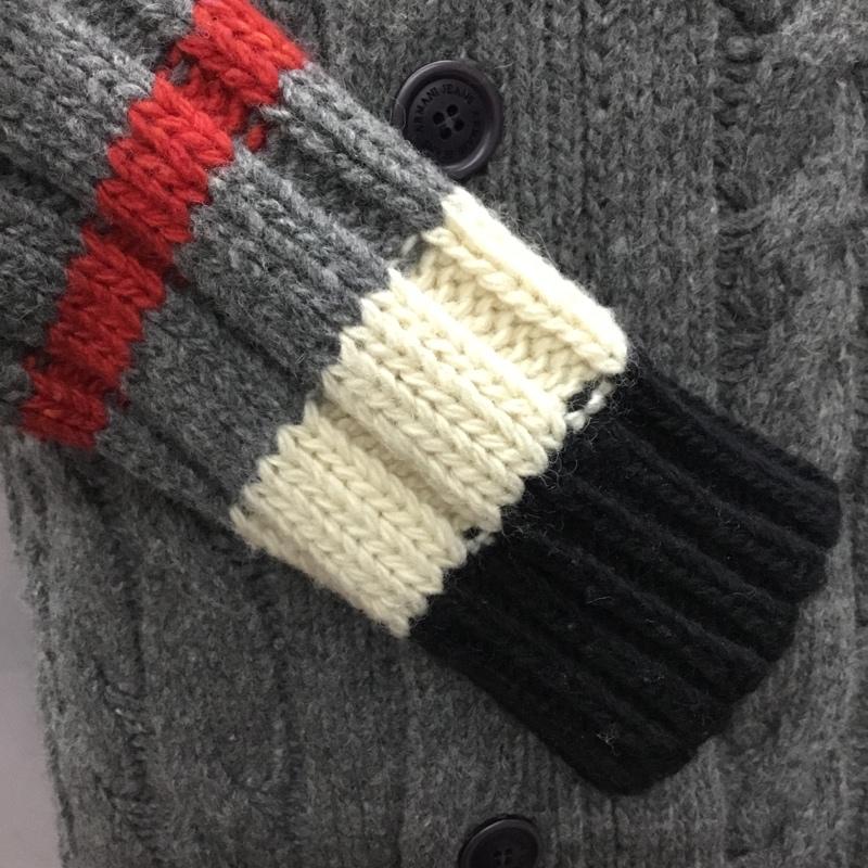 アルマーニジーンズ ARMANI JEANS カーディガン 長袖 長袖ニットカーディガン 前ボタン カラーニットカーディガン L 無地 灰 / グレー / メンズ USED 古着 中古 10121507