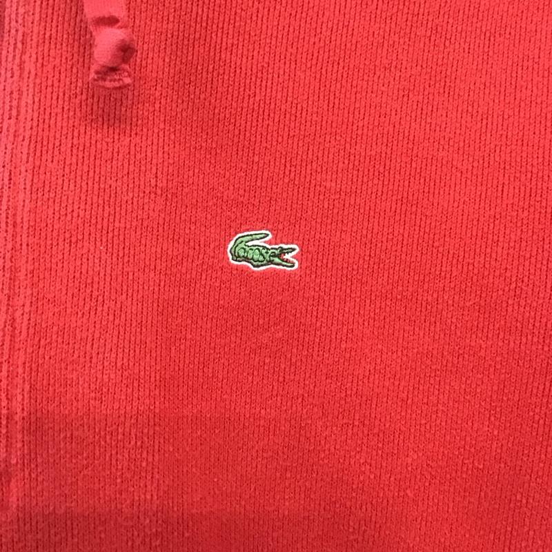 ラコステ LACOSTE パーカー 長袖 プルオーバー ハーフジップ 40 ワンポイント 赤 / レッド / レディース USED 古着 中古 10139145