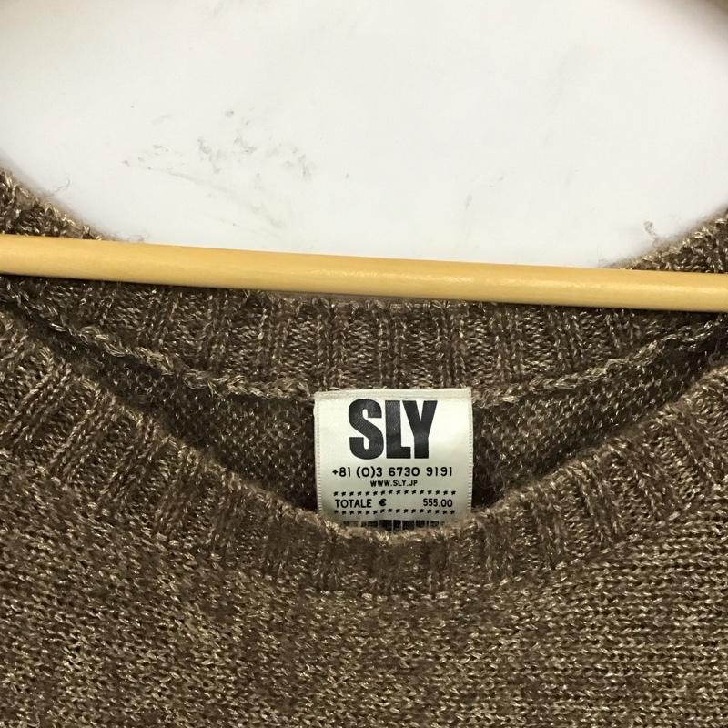 スライ SLY ニット、セーター 七分袖 半袖ニットカットソー クルーネックカットソー 半袖セーター FREE 無地 茶 / ブラウン / レディース USED 古着 中古 10117887