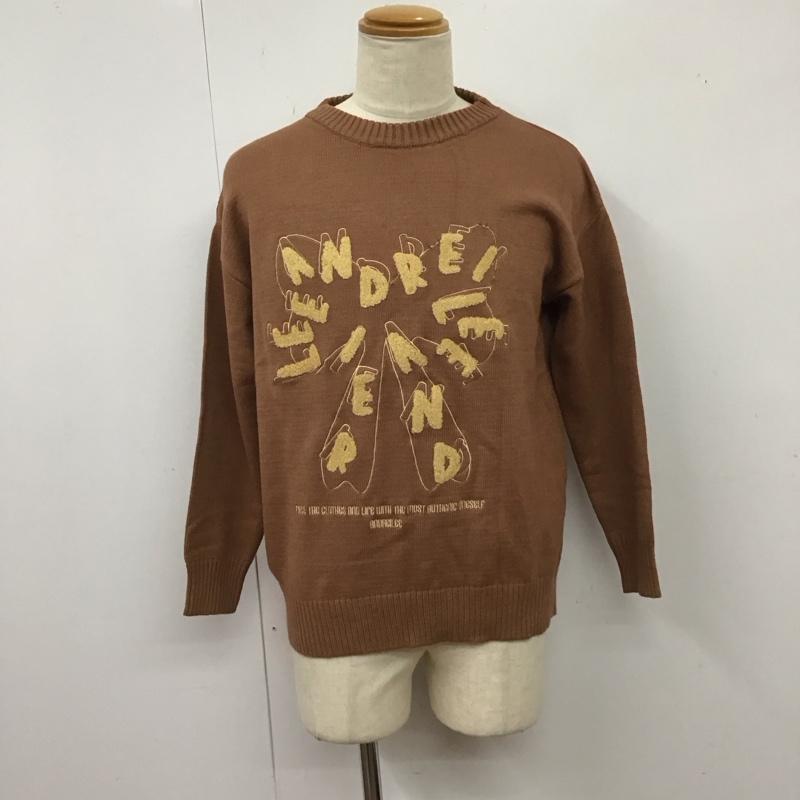 古着 USED ニット、セーター 長袖 長袖ニットカットソー ニット セーター クルーネックニット L ロゴ、文字 茶 / ブラウン / メンズ USED 古着 中古 10123931