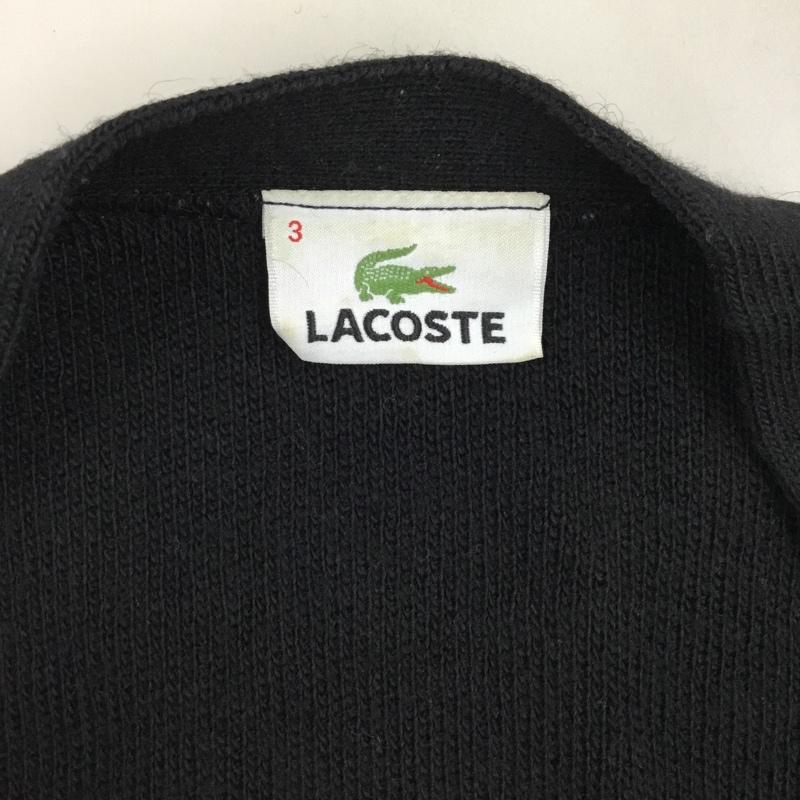 ラコステ LACOSTE カーディガン 長袖 長袖ニットカーディガン リブニットカーディガン 前ボタン 3 ロゴ、文字 黒 / ブラック / メンズ USED 古着 中古 10120856