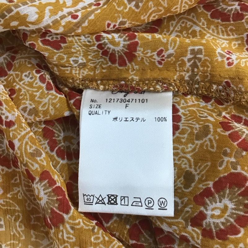 アングリッド Ungrid カットソー 長袖 121730471101 シフォンチュニック FREE 総柄 橙 / オレンジ / レディース USED 古着 中古 10112364