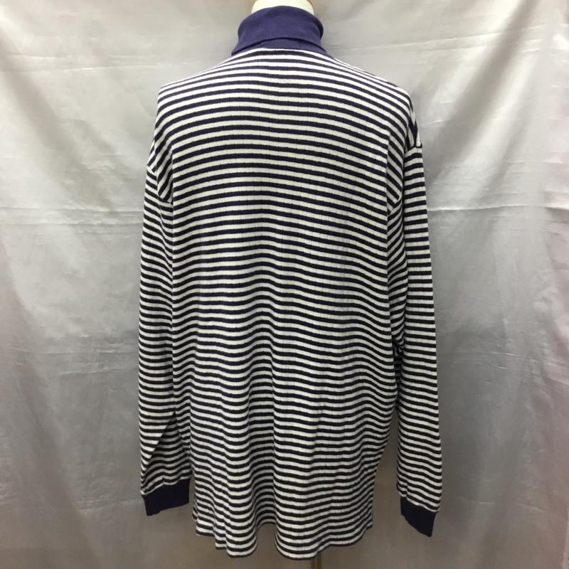 ラルフローレン RALPHLAUREN ニット、セーター 長袖 長袖ニットカットソー ニット セーター タートルネックニット L ボーダー柄 白 / ホワイト / X 紺 / ネイビー / メンズ USED 古着 中古 10120258