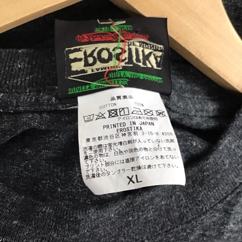 エロスティカ EROSTiKA Tシャツ 半袖 半袖カットソー プリントTシャツ クルーネックカットソー XL プリント 灰 / グレー / メンズ USED 古着 中古 10134634