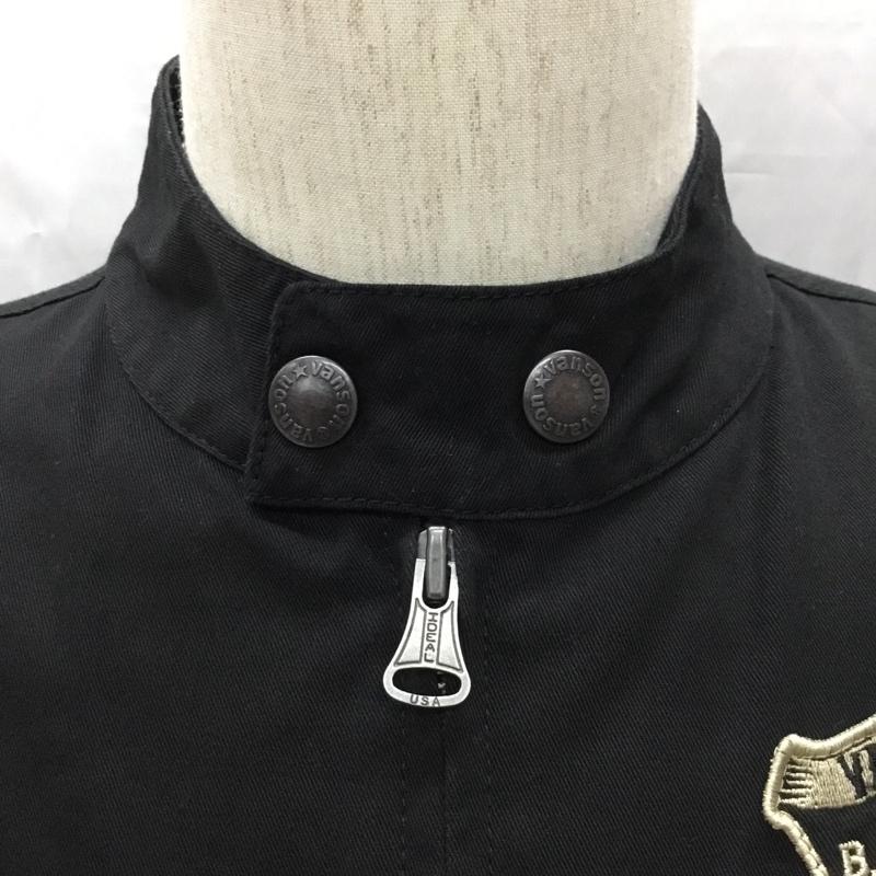 ヴァンソン VANSON シャツ、ブラウス 半袖 半袖シャツ カラーシャツ 半袖カットソー ジップアップシャツ L ロゴ、文字 黒 / ブラック /  メンズ USED 古着 中古 10108983