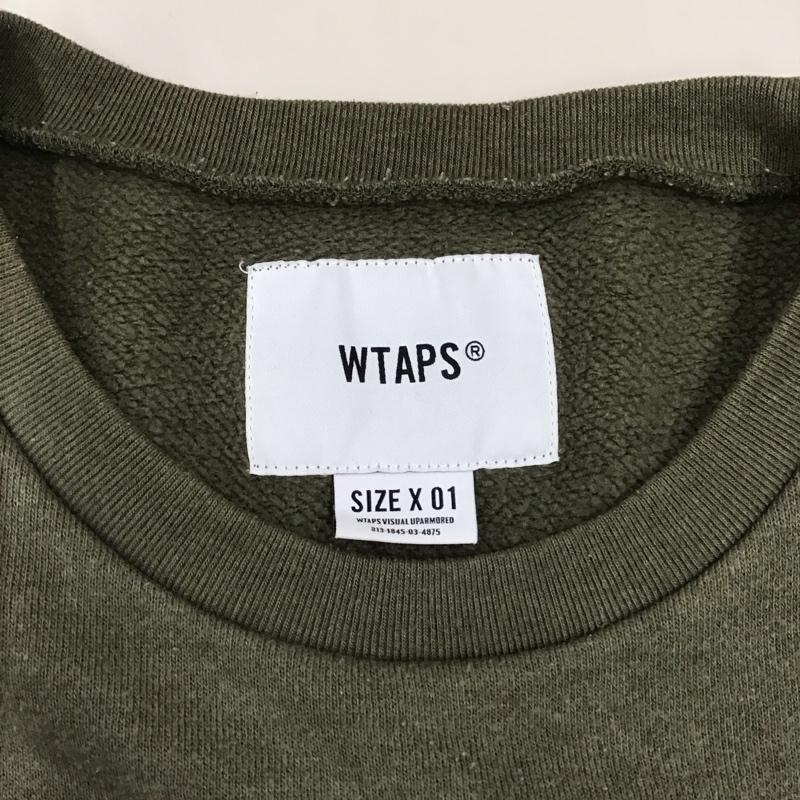 ダブルタップス WTAPS トレーナー 長袖 長袖トレーナー スウェット クルーネック リブスウェットカットソー 1 ロゴ、文字 カーキ / カーキ / メンズ USED 古着 中古 10114379