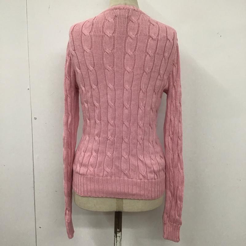 ポロラルフローレン POLO RALPH LAUREN ニット、セーター 長袖 コットンニット クルーネック ケーブル編み S ワンポイント 桃 / ピンク / レディース USED 古着 中古 10124973
