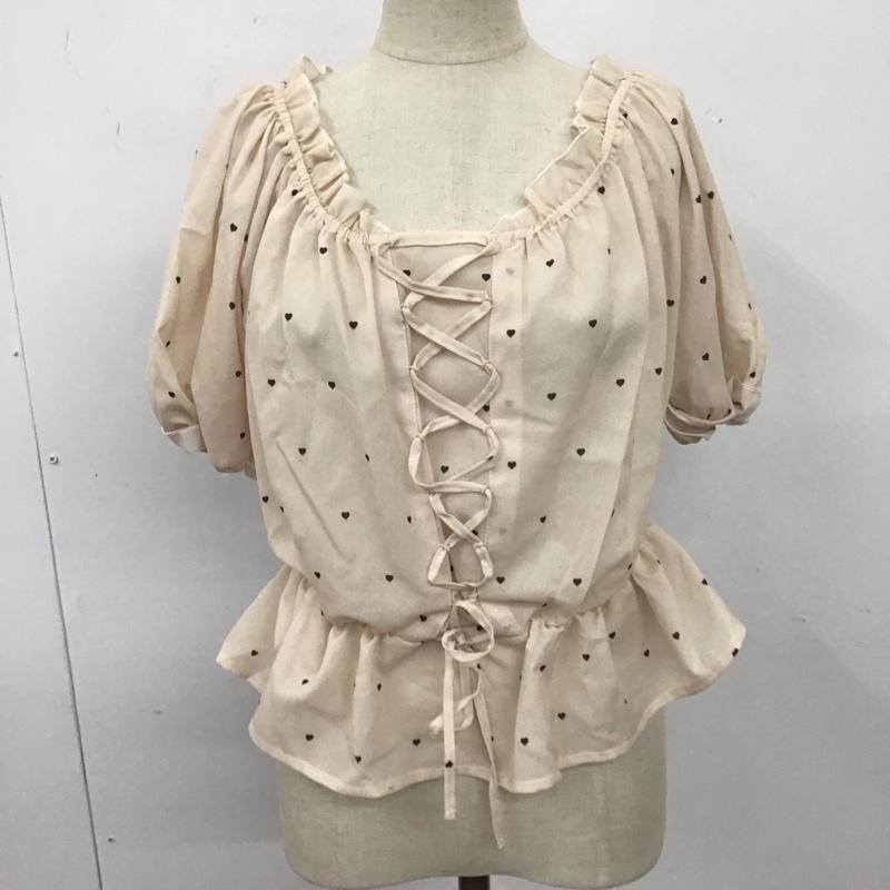 ナイスクラップ NICE CLAUP カットソー 半袖 半袖カットソー パフスリーブカットソー フレアカットソー FREE 総柄 ベージュ / ベージュ /  レディース USED 古着 中古 10110900