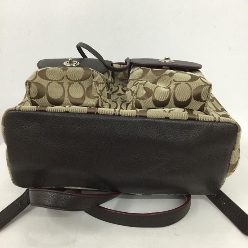 コーチ COACH リュックサック、デイパック リュックサック、デイバッグ F37476 シグネチャー ロゴ、文字 ダークブラウン / ダークブラウン / X ベージュ / ベージュ / レディース USED 古着 中古 10124619