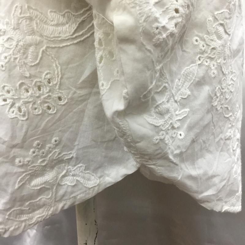 ザラ ZARA カットソー 長袖 3200 995 250 ドルマンスリーブ スキッパー M 刺繍 白 / ホワイト /  レディース USED 古着 中古 10107441