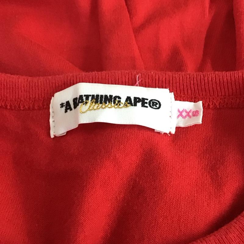 アベイシングエイプ A BATHING APE カットソー 七分袖 七分丈カットソー クルーネックカットソー プリントTシャツ XXS プリント 白 / ホワイト / X 赤 / レッド / レディース USED 古着 中古 10117501