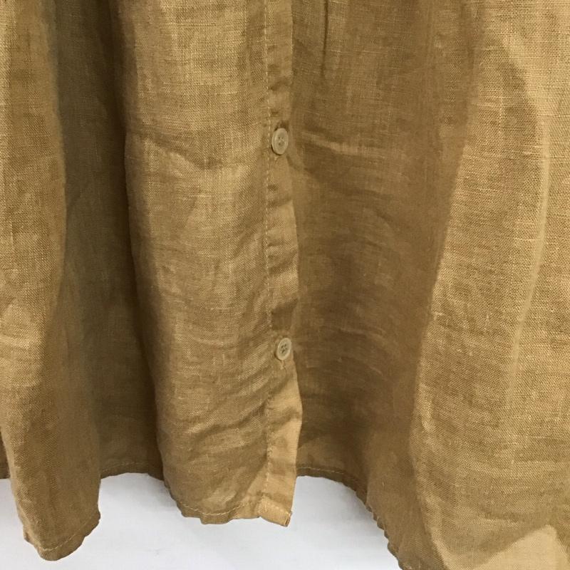 ツムグ tumugu シャツ、ブラウス 長袖 TB18340 リネンキャンバスブラウスシャツ FREE 無地 茶 / ブラウン / レディース USED 古着 中古 10133796