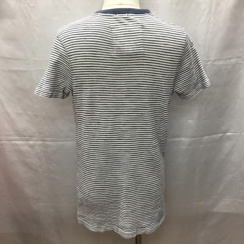 アバクロンビーアンドフィッチ ABERCROMBIE&FITCH Tシャツ 半袖 半袖カットソー プリントTシャツ クルーネックカットソー M ボーダー柄 白 / ホワイト / X 青 / ブルー /  メンズ USED 古着 中古 10108990