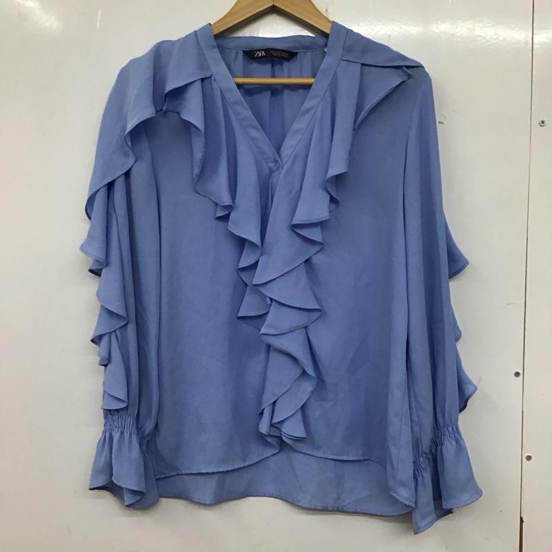 ザラ ZARA シャツ、ブラウス 長袖 S 無地 水色 / ライトブルー / レディース USED 古着 中古 10136616
