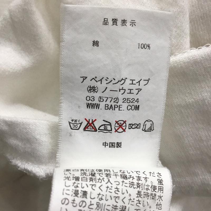 アベイシングエイプ A BATHING APE カットソー 長袖 長袖カットソー クルーネックカットソー ロングスリーブカットソー プリントTシャツ M ロゴ、文字 白 / ホワイト / メンズ USED 古着 中古 10124704