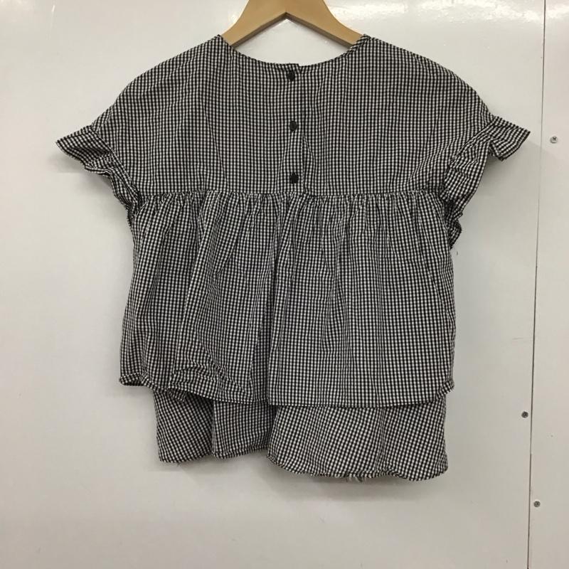 ザラ ZARA カットソー 半袖 半袖カットソー チェックシャツ クルーネックシャツ M チェック 白 / ホワイト / X 黒 / ブラック / レディース USED 古着 中古 10132109