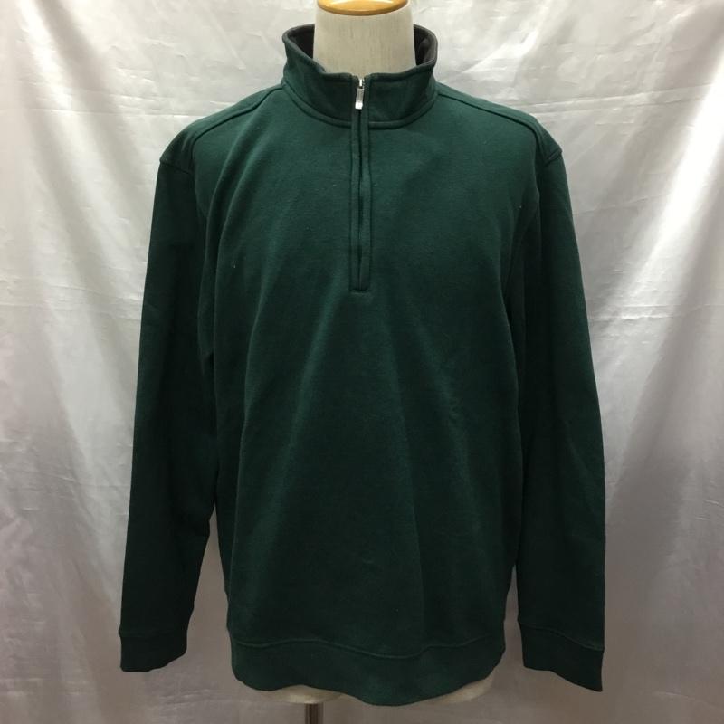 ウ゛ァンヒューゼン VANHEUSEN トレーナー 長袖 ハーフファスナー 裏起毛 L 無地 緑 / グリーン /  メンズ USED 古着 中古 10121009