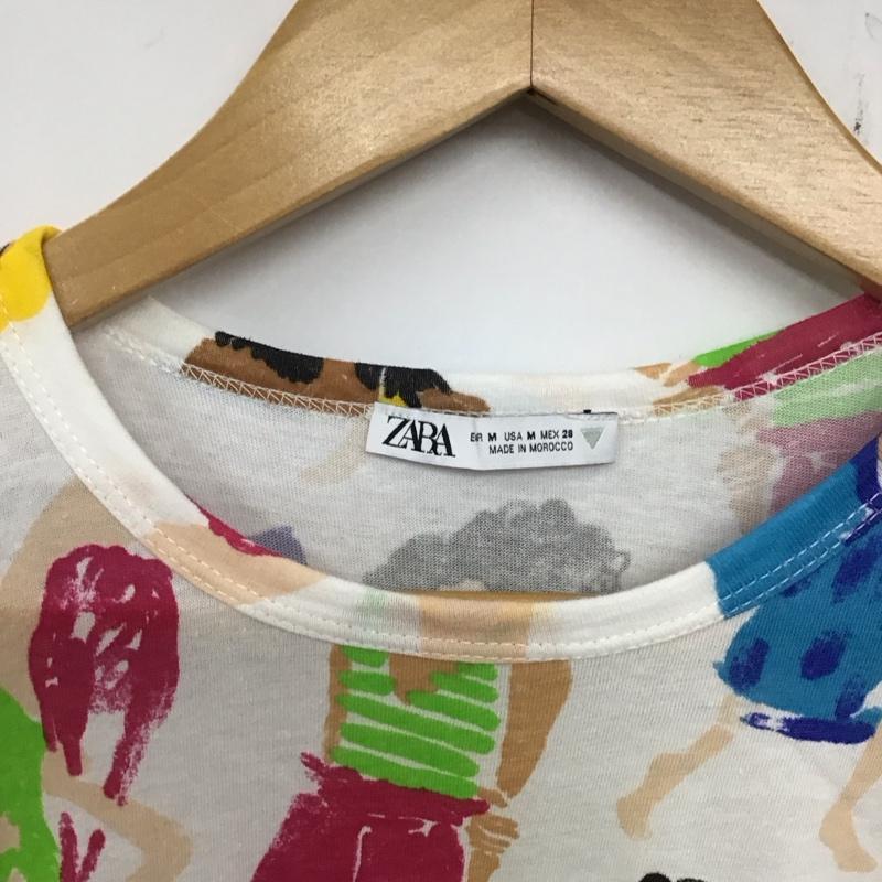 ザラ ZARA Tシャツ 半袖 半袖カットソー プリントTシャツ クルーネックカットソー M プリント マルチカラー / マルチカラー / レディース USED 古着 中古 10136458