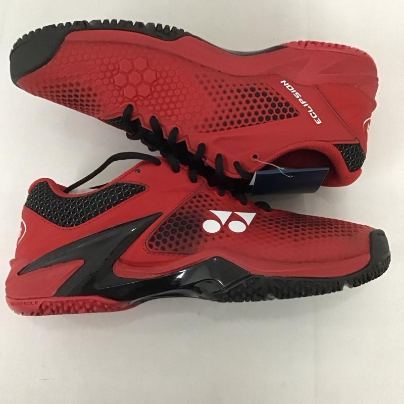 ヨネックス YONEX カジュアルシューズ カジュアルシューズ SHTE2MGC パワークッションエクリプション2 オムニ・クレーコート用 テニスシューズ 25.5cm 無地 黒 / ブラック / X 赤 / レッド / メンズ USED 古着 中古 10125844