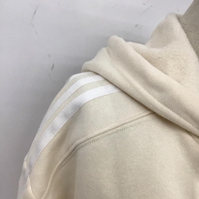 アディダス adidas パーカー 長袖 hc2018 WSHORTHOODIEWONDER 長袖パーカー フード付きパーカー L ロゴ、文字 白 / ホワイト / レディース USED 古着 中古 10115986