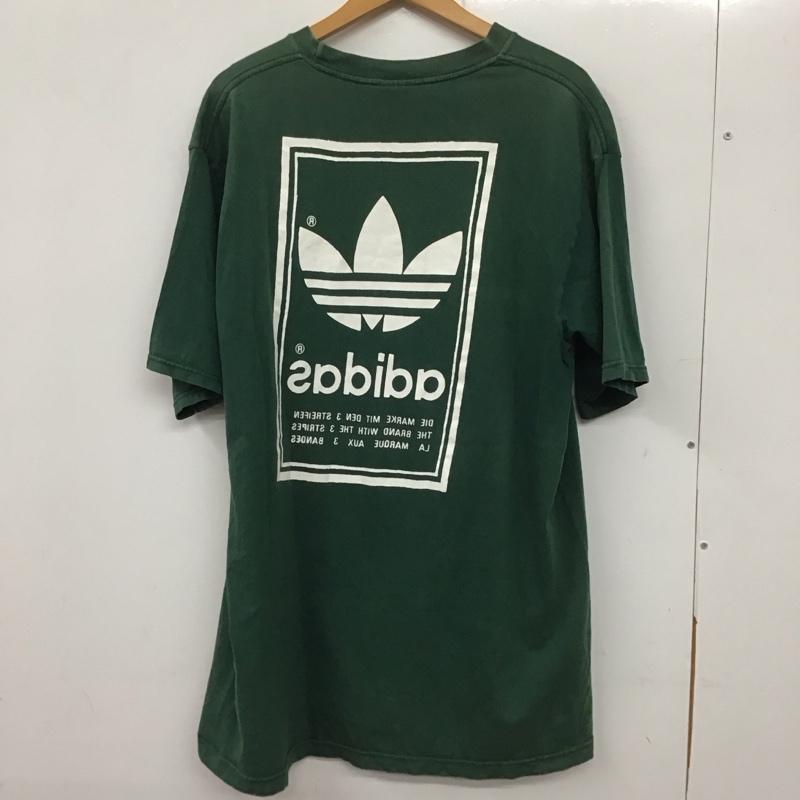 アディダス adidas Tシャツ 半袖 半袖カットソー プリントTシャツ クルーネックカットソー L ロゴ、文字 緑 / グリーン / メンズ USED 古着 中古 10136670