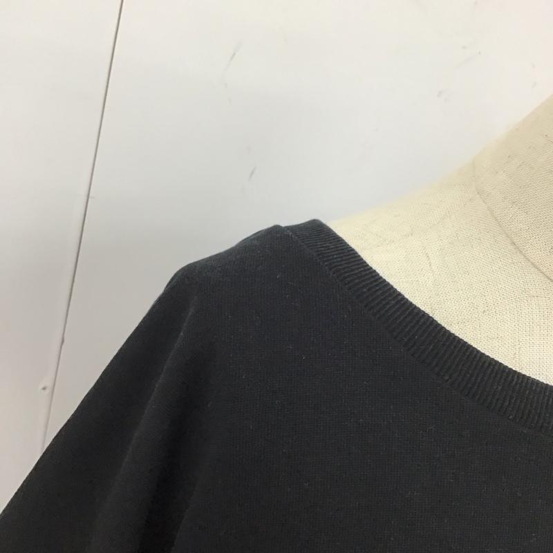 ザラ ZARA カットソー 半袖 サイドスリット L 無地 黒 / ブラック /  レディース USED 古着 中古 10112051