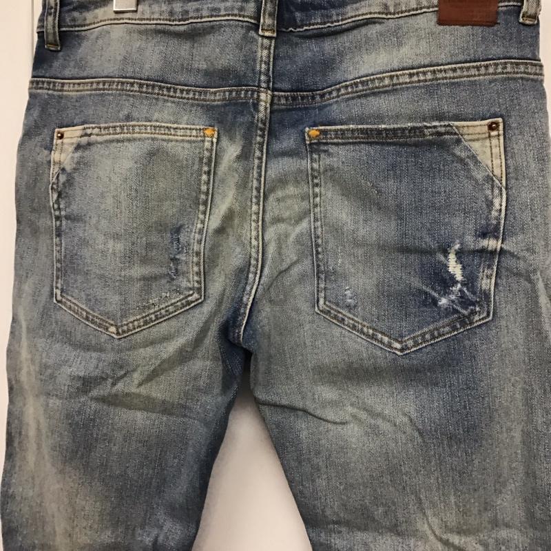 ザラベーシック ZARA BASIC パンツ デニム、ジーンズ デニムパンツ スリムパンツ カジュアルパンツ ストレッチパンツ 40 ダメージ加工 インディゴ / インディゴ / メンズ USED 古着 中古 10130706