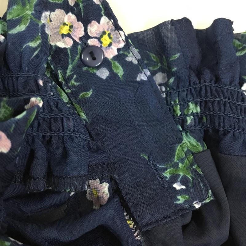 マジェスティックレゴン MAJESTIC LEGON カットソー 半袖 1085032900 オープンショルダーブラウス S 花柄 紺 / ネイビー / レディース USED 古着 中古 10118188