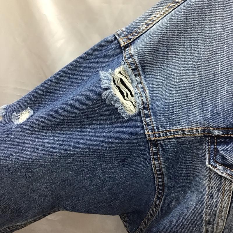 ザラ ZARA TRAFALUC ジャケット、上着 ジャケット、ブレザー デニムジャケット Gジャン アウター カラージャケット ダメージ加工 S ダメージ加工 インディゴ / インディゴ / レディース USED 古着 中古 10112100